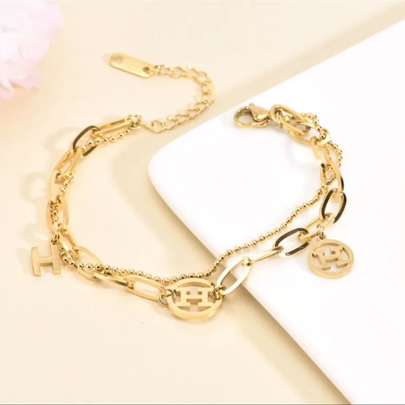 Jewelry - Designer Inspired Gold Plated Charm Bracelet